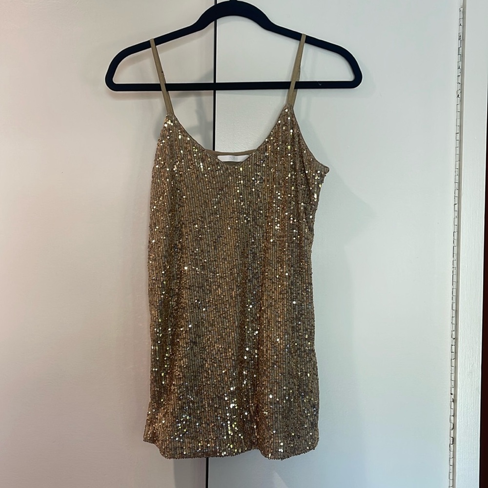 Hugo boss gold sequin tank size small